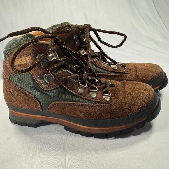 Timberland Boots 95354 Suede Leather  Brown, Forest Green, And Orange Women 6.5